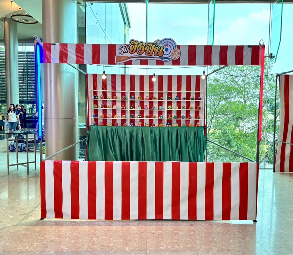 ซุ้มเกมส์ ยิงปืนยาวงานวัด ซุ้มสีขาวแดง พร้อมอุปกรณ์การเล่น