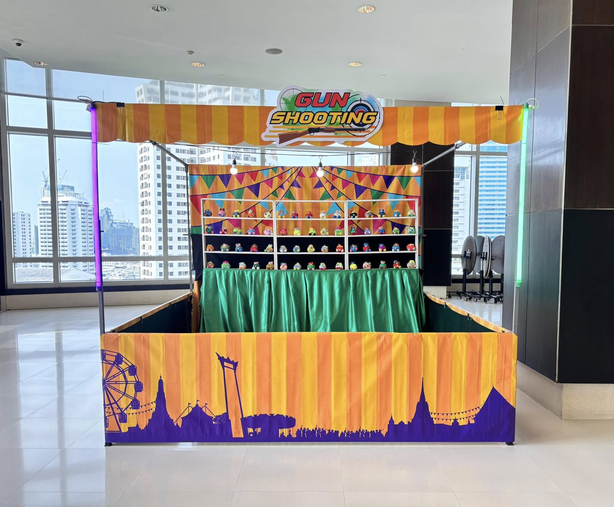 ซุ้มเกมส์ ยิงปืนยาวงานวัด ซุ้มสีเหลือง พร้อมอุปกรณ์การเล่น